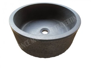 Basalte Noir Vasque Modéle Cylindre Strie