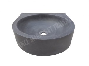 Basalte Noir Lave Main Demi Ronde 40x40 cm