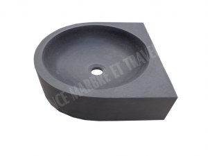 Basalte Noir Lave Main Demi Ronde 40x40 cm
