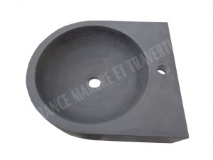 Basalte Noir Lave Main Demi Ronde 40x40 cm