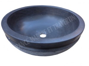 Basalte Noir Vasque Modéle Bol Strié