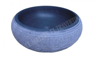 Basalte Noir Vasque Modéle Lentille Strié