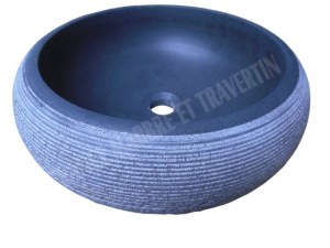Basalte Noir Vasque Modéle Lentille Strié