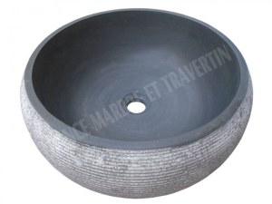 Basalte Noir Vasque Modéle Lentille Strié