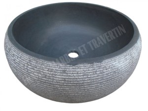 Basalte Noir Vasque Modéle Lentille Strié