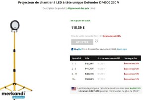 DESTOCKAGE Projecteur de chantier à LED Defender DF4000 230 V
