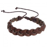 Bracelet tresse en cuir de couleur marron