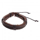 Bracelet mixte en cuir marron, tresse