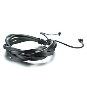 Bracelet multi-lanieres en cuir ( 2 couleurs )