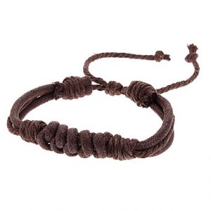 Bracelet fantaisie en corde tresse de couleur cafe ( mixite