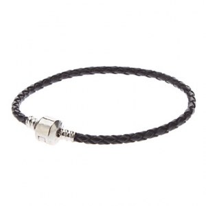 Bracele en cuir lacet avec fermoire en metal