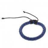 Bracelet corde en cuir véritable ( bleu, blanc )