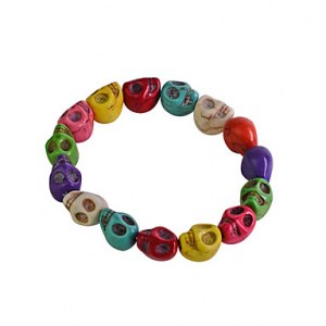 Bracelet fantaisie multicolor. Orne de tete de morts multicolor