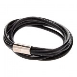 Bracelet 3 lanieres superposees. matiere cuir ( noir, marron )