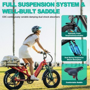 Vélo électrique Rocky pour adultes, moteur 1 200 W, autonomie de 145 km/169 km, vélo él...