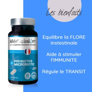 PROBIOTES & MICROBIOTE, probiotiques naturels, complexe pour l'équilibre de la flore in...