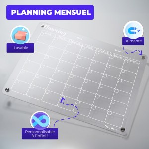 Lot de 2 calendrier magnétique pour frigo