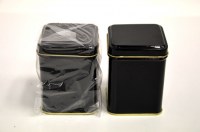 Boîtes métal noir et or 59x59xh.82mm