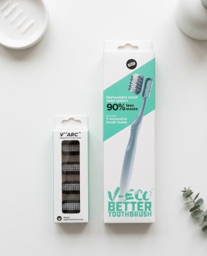 DESTOCKAGE : BROSSES À DENTS ÉCOLOGIQUES V-ECO + RECHARGES – 2 232 PIÈCES