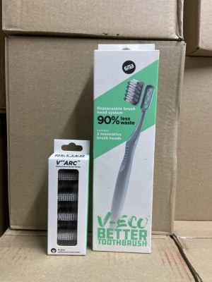 DESTOCKAGE : BROSSES À DENTS ÉCOLOGIQUES V-ECO + RECHARGES – 2 232 PIÈCES