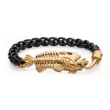 BRACELET HOMME ACIER et OR POISSON ET HAMECON BRWT074KGP-85