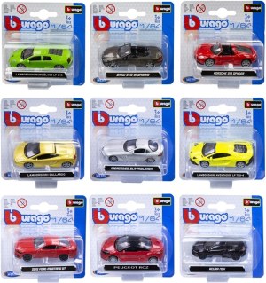 DESTOCKAGE – Voitures miniatures Burago Die Cast 1:64 – 27 modèles assortis