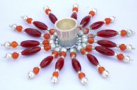 Bougeoir Noel Décoration Artisanat Perles Travail