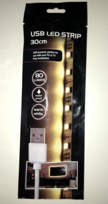 Lot de 45 Bande autocollante LED 30 cm avec USB blanc 80 lumen