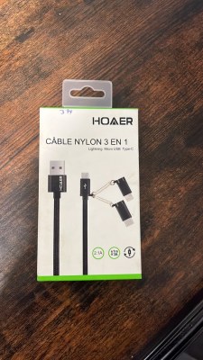 DESTOCKAGE : CÂBLES NYLON 3 EN 1 HOAER