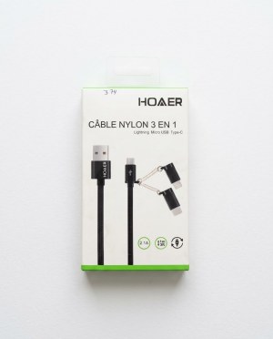 DESTOCKAGE : CÂBLES NYLON 3 EN 1 HOAER
