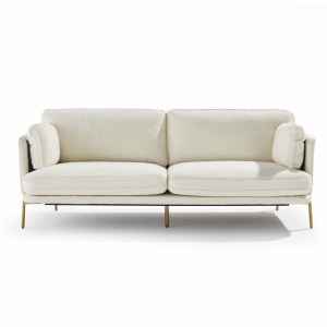 Canapé tissu bouclette, structure bois FSC, 3 places, couleur écru