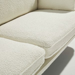 Canapé tissu bouclette, structure bois FSC, 3 places, couleur écru