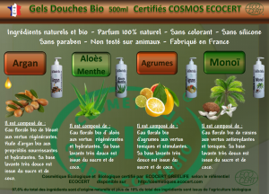 GEL DOUCHE BIO ARGAN - Apaisant et Purifiant - 500 ML - Certifié bio COSMOS ECOCERT -...