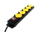 DESTOCKAGE Bloc 5 prises 16A 2P+T Etanche IP44 à clapet Noir avec interrupteur