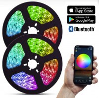 Ruban LED Bleutooth 10M Bande LED 5050 RGB Étanche,Contrôlé par une application
