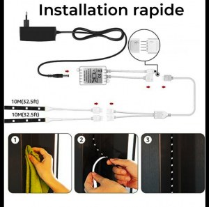 Ruban LED Bleutooth 10M Bande LED 5050 RGB Étanche,Contrôlé par une application