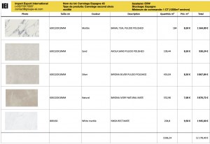 Lot de 1500m2 de Carrelage 60 x 120 de Marque Espagnole