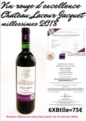Destockage vins directe producteur stock Paris Haut Medoc LACOUR JACQUET 2018