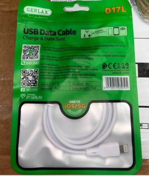 Câble GERLAX D17L – USB vers iPhone (iOS) – 3A Charge Rapide – 1 Mètre – Anti-Nœud