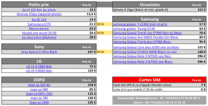 Liste de prix - orikaclic