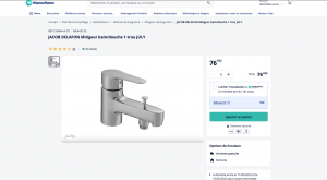 DESTOCKAGE EXCLUSIF  Mitigeur Bain Monotrou Jacob Delafon JOE