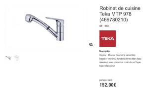 DESTOCKAGE EXCLUSIF LOT DE MITIGEUR CUISINE TEKA