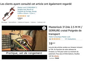 DESTOCKAGE EXCLUSIF LOT DE COURROIE DE TRANSPORT AVEC POIGNÉE MASTERLOCK NEUF