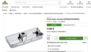 DESTOCKAGE EXCLUSIF  Porte savon chromé EDOUARD ROUSSEAU
