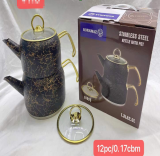 Théière Double en Inox Marbré Gold – Élégance et Performance