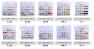 Lot de 4320 boucles d'oreilles fantaisie (0.10€ pièce)