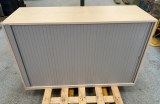 Meuble de rangement a rideau gris / bois AVEC TIROIR ET ETAGERE