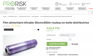 DESTOCKAGE EXCLUSIF Film étirable alimentaire 30cm x 300 m