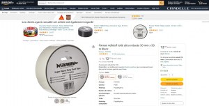 DESTOCKAGE EXCLUSIF  Fixman Adhésif toilé ultra robuste Blanc 50 mm x 50 m