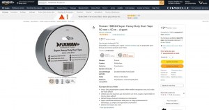 DESTOCKAGE EXCLUSIF Fixman Adhésif toilé ultra robuste Noir - Gris 50 mm x 50 m